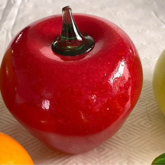 Murano Style Glass Fruit  10 pc Blown Glass Art Strawberry Apple Pear Peach - Picture 3 of 13